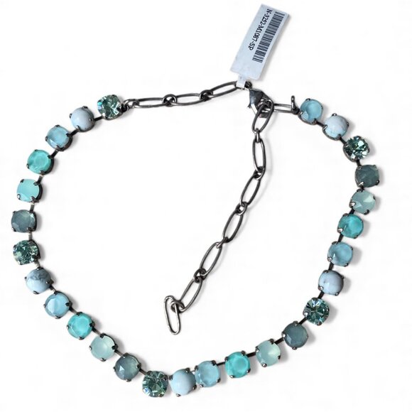 Mariana Aqua Blue Green Howlite Crystal Necklace Silver Plated 17" NWT icy boho - Picture 2 of 10